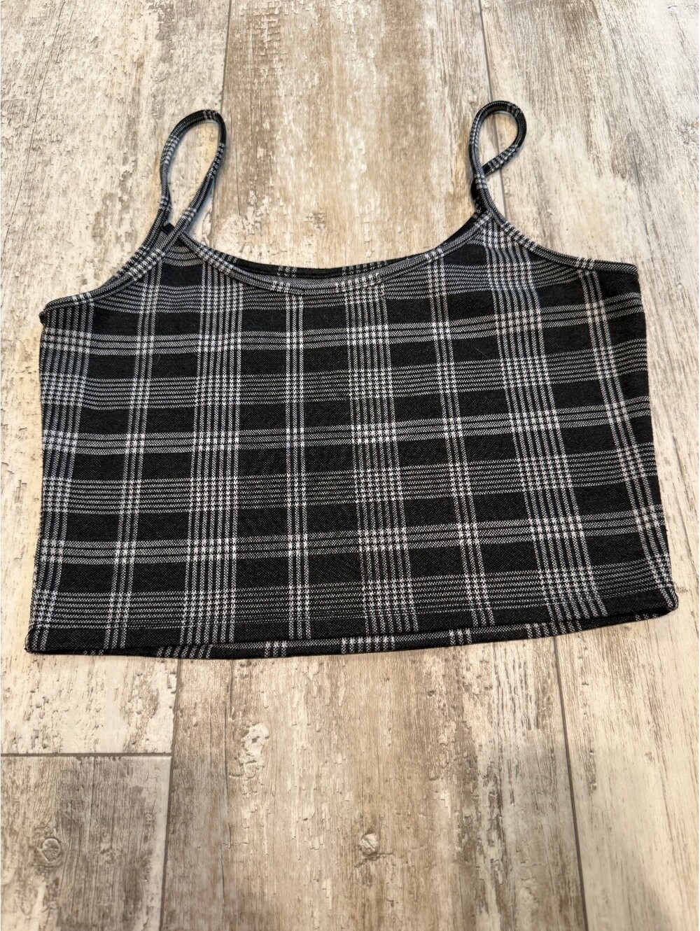 Popular 21 L Black Plaid Crop Cami Y2K Grunge Indie Top